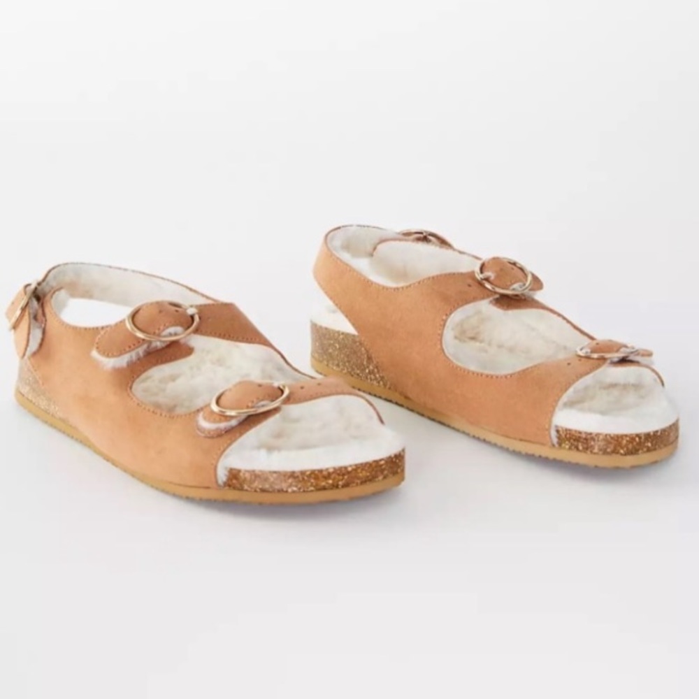 Brand New LOFT Sherpa Open Toe Buckle Sandal Size: 9